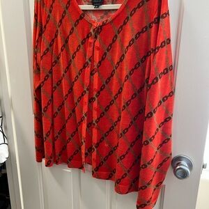 Talbots Red Chain Pattern Cardigan